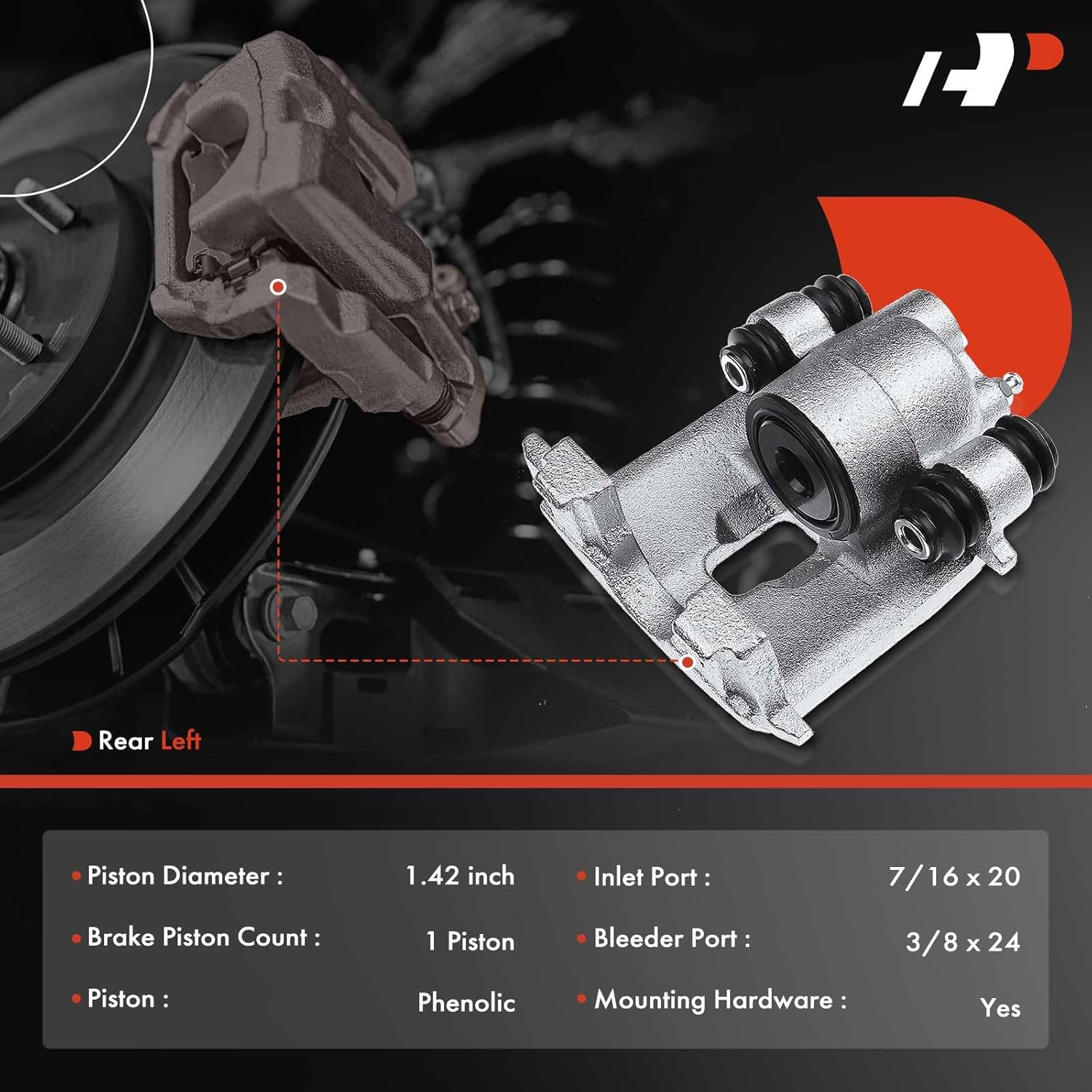 A-Premium Disc Brake Caliper Assembly Without Bracket Compatible with Select Dodge and Chrysler Models - Dynasty, Intrepid, Dynasty, 300M, Cirrus, Concorde, Imperial, LHS, New Yorker - Rear Driver