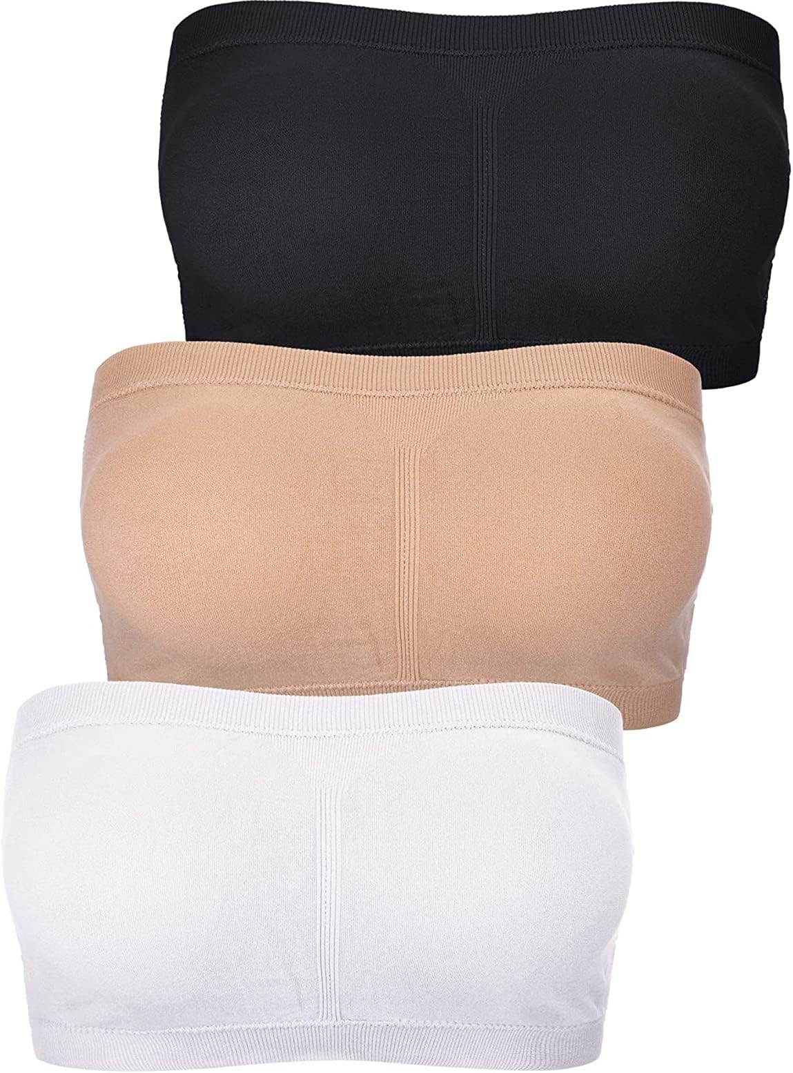 Women Bandeau Bra Padded Strapless Brarette Soft Bra Seamless Stretchy Bandeau Tube Top Bras