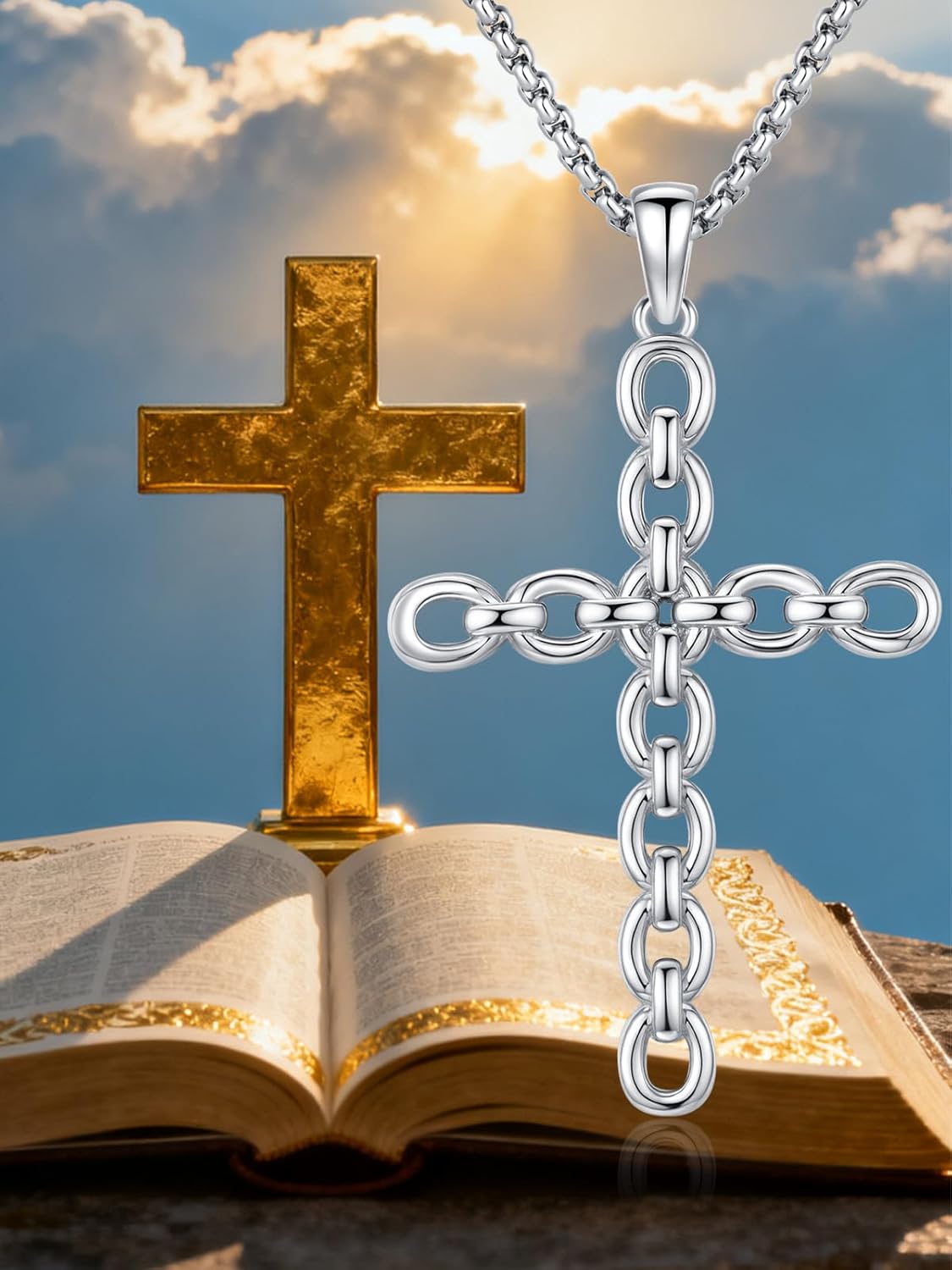 Cross Necklace for Men Women 925 Sterling Silver Crucifix Pendant Christian Jewelry Religious Gifts - Image 6