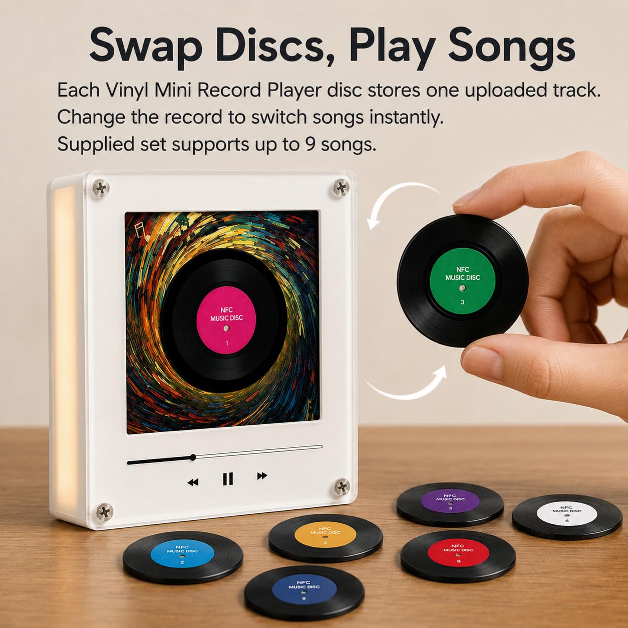 Portachiavi Frigo Personalizzato Lettore Musicale NFC, Ricarica USB-C