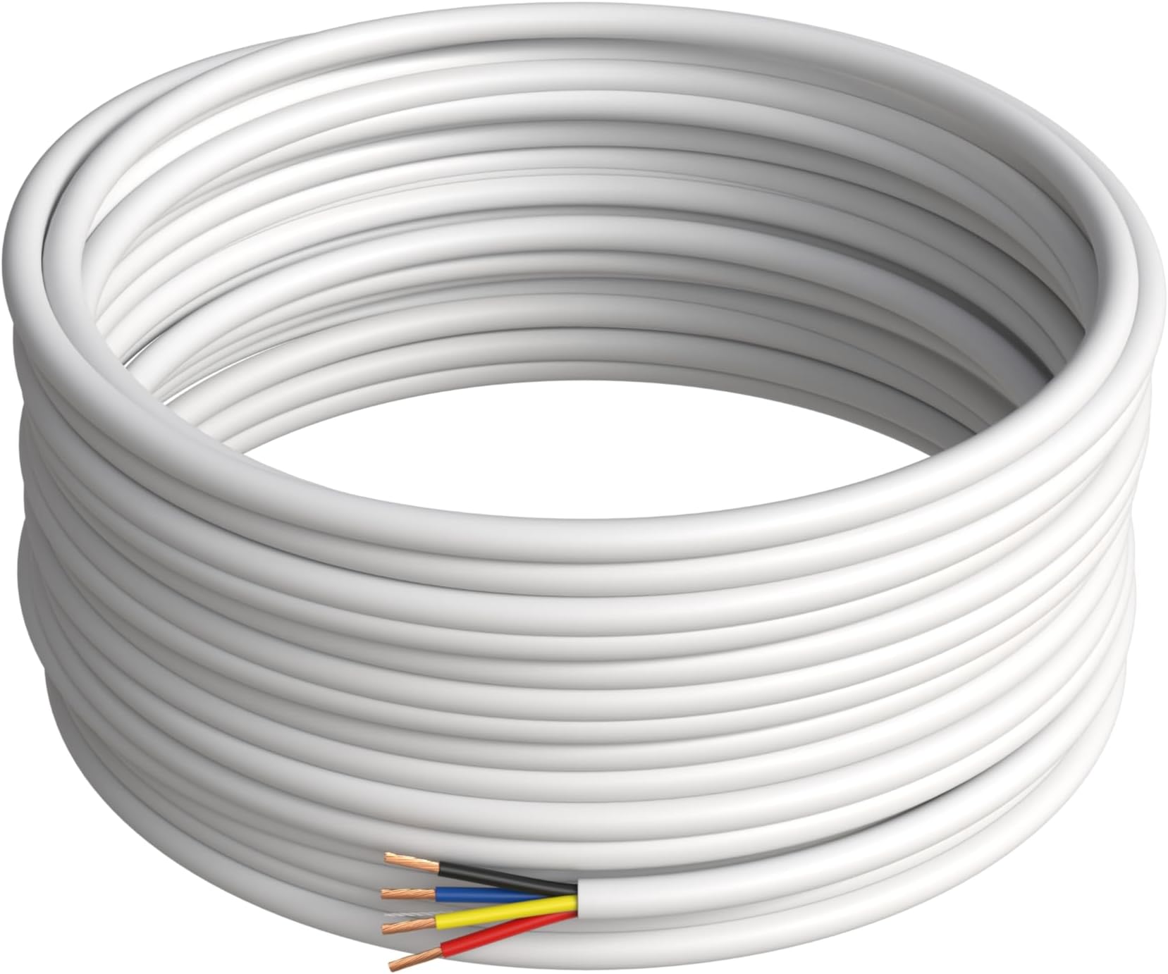 Alarm Security Cable Stranded Shielded 22/4 AWG CCA Wire - Ideal for Low Voltage LED, Burglar Systems, Fire Detectors, Security Stations, and Door Bells, 500ft, White