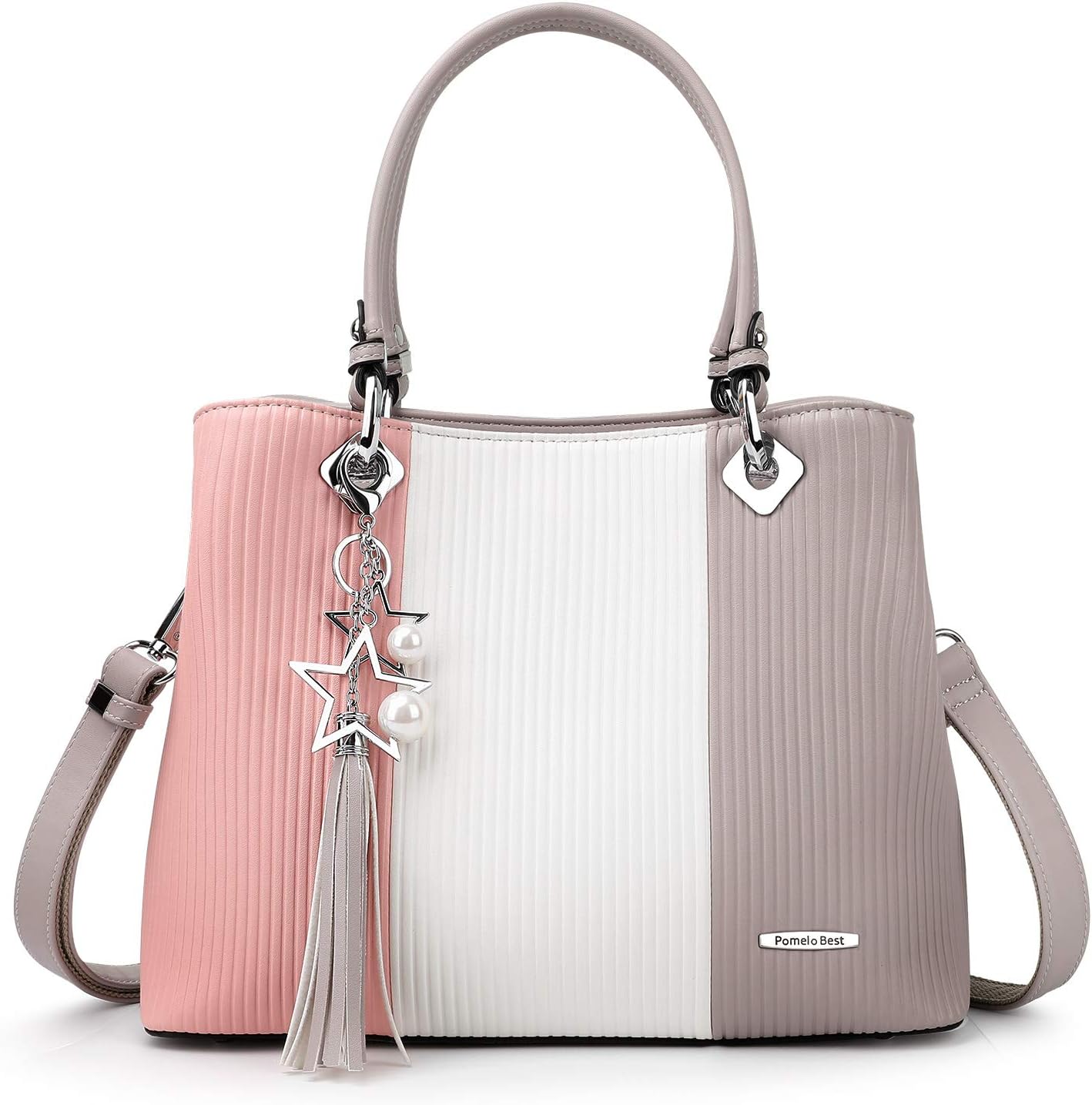 Handbags for Women with Multiple Internal Pockets in Pretty Color Combination, Women's Satchel Handbag