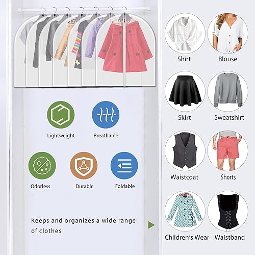 Miniatura 3 de Juego de 7 bolsas transparentes a prueba de polvo para ropa, bolsas de traje translúcidas de 40 pulgadas con cremallera de longitud completa para