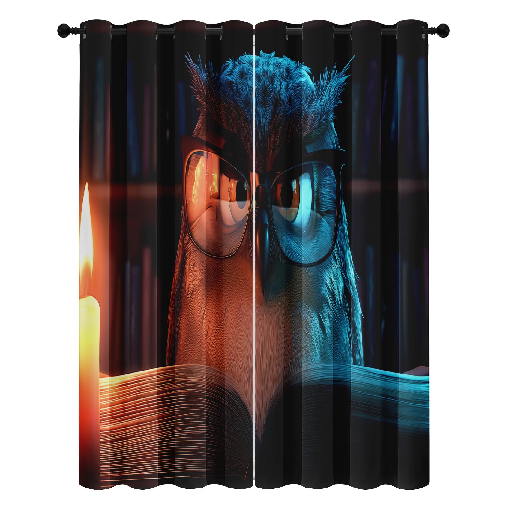 Rideaux occultants hibou anti-froid pour chambre d'enfant | 2 pièces 140x200cm