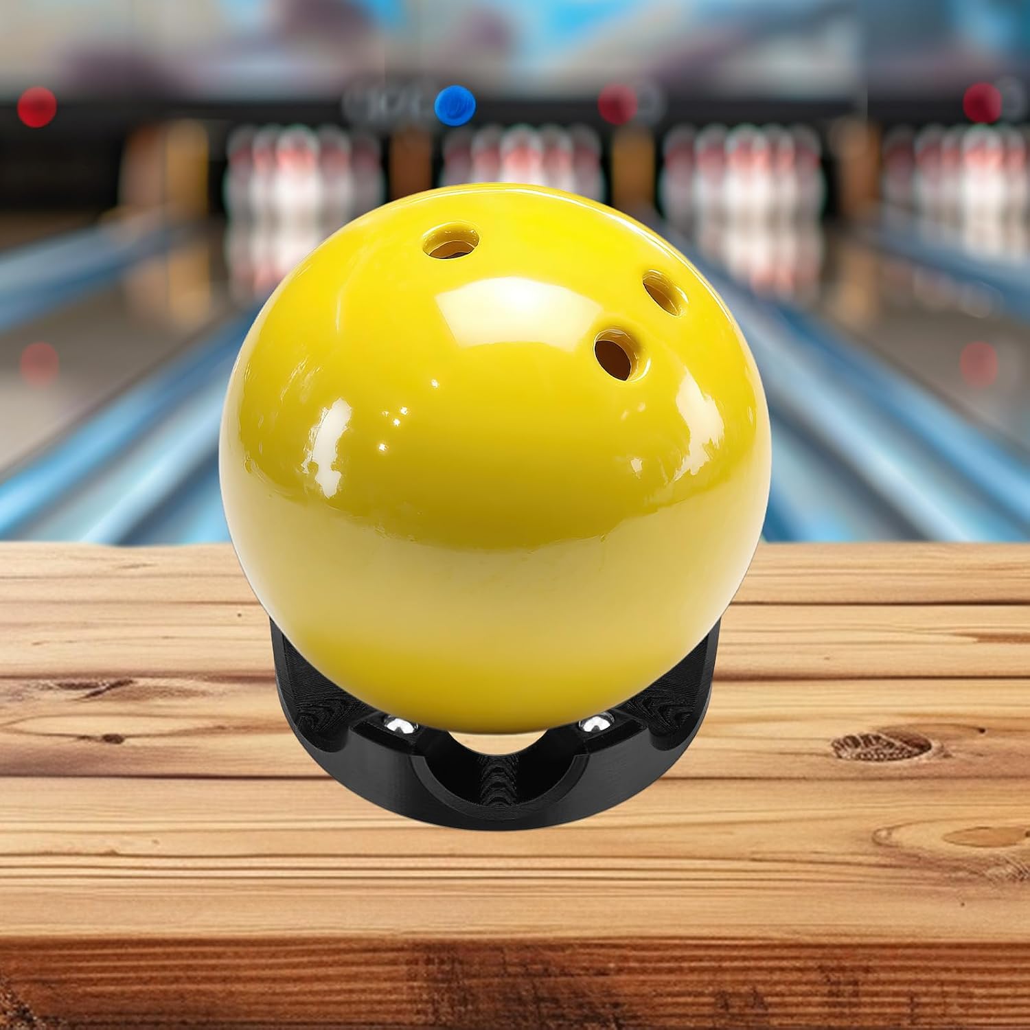 Bowling Basics Accessories Kit, Bowling Rotating Ball Cup with Cleaning Cloth Ball Spinner Holder Ring Display Stand 360° Smooth Rotation Holder with Shammy Pad for Clean & Polish (Black)