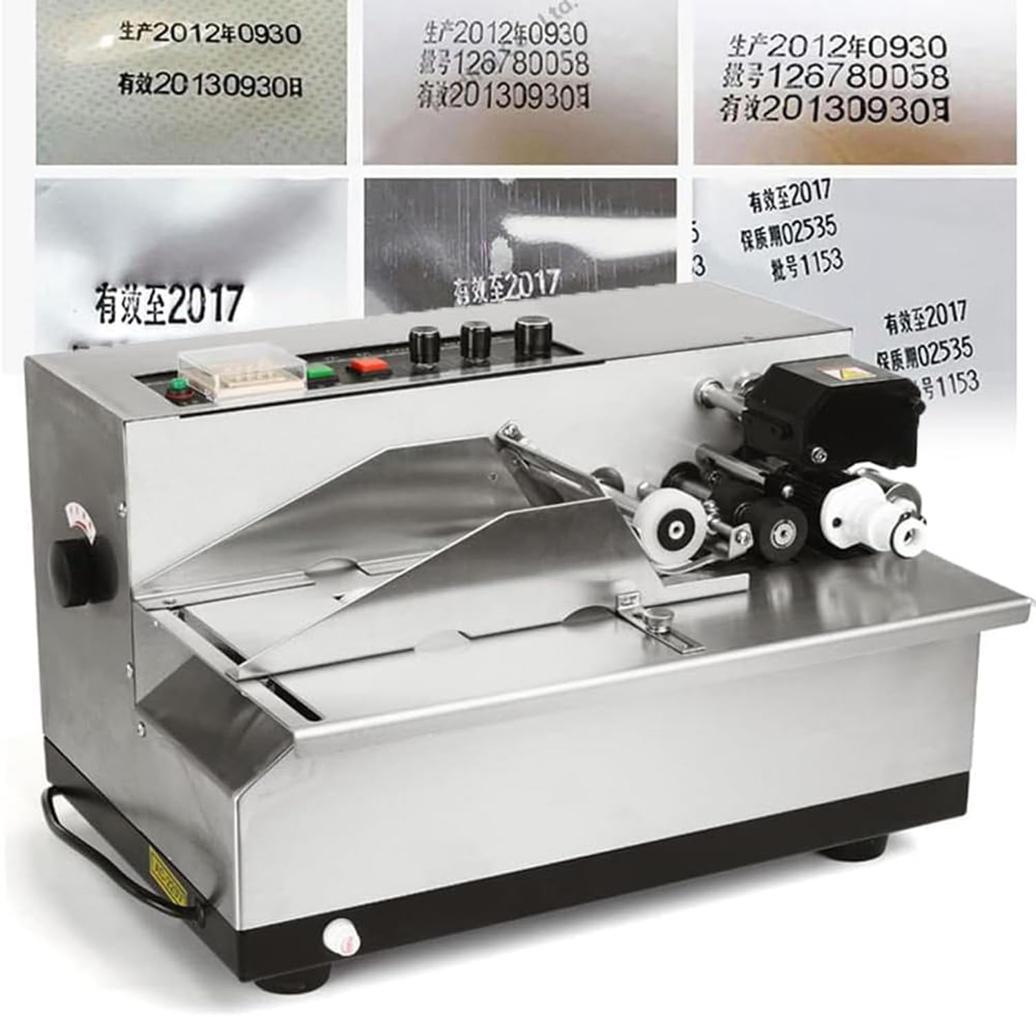 XCSCUK Automatic Ink Wheel Marking Machine,Solid Dry Ink Coding Machine,Automatic Batch Coding Machine,for Label/Date Coding (Standard)