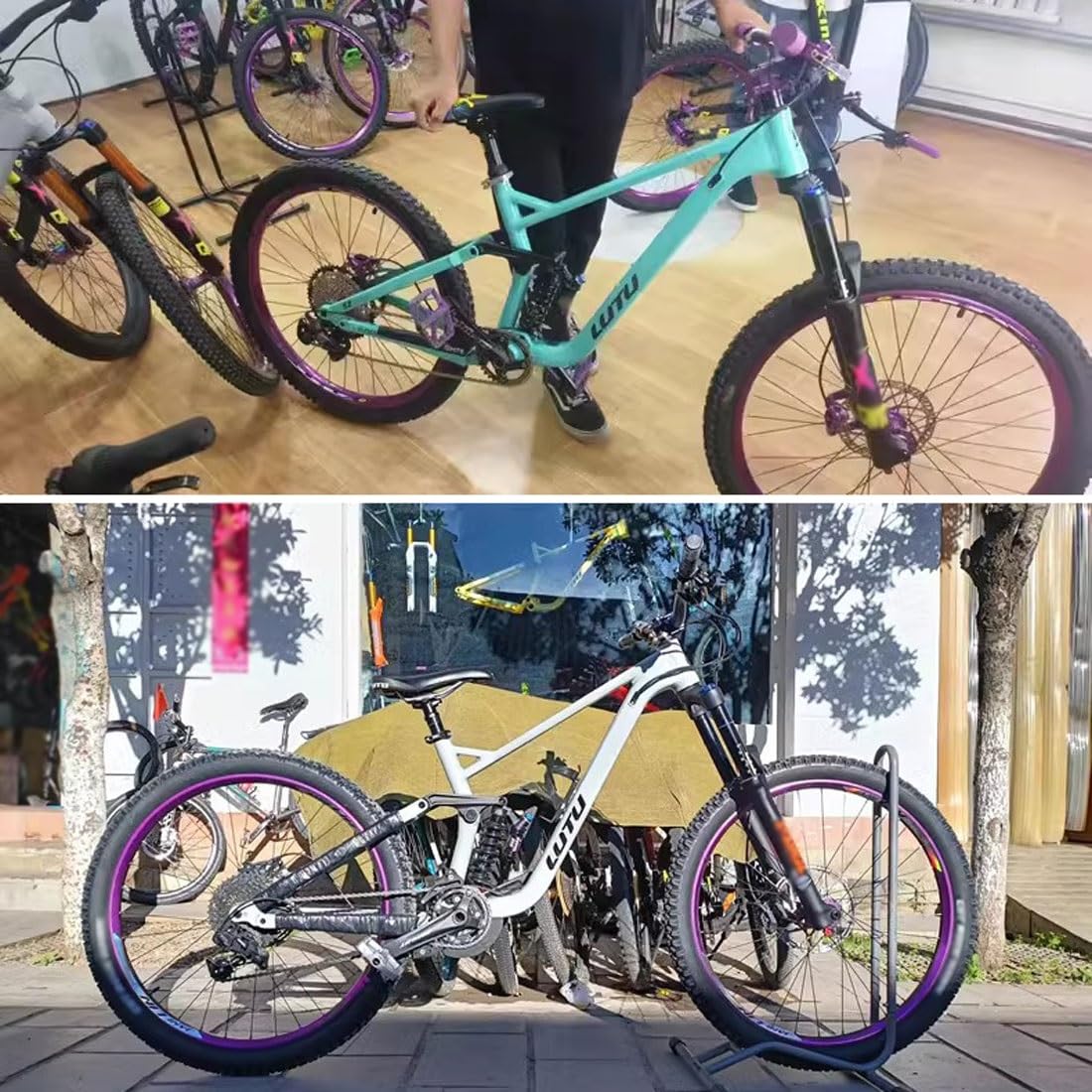 27.5er/29er Federung Mountainbike-Rahmen Federweg 140mm Boost Rahmen 12x148mm Steckachse Enduro Rahmen 16''/18'' Scheibenbremse DH/AM/XC Downhill-Rahmen Mit Stoßdämpfern Hinten(Blauw,L(18''))