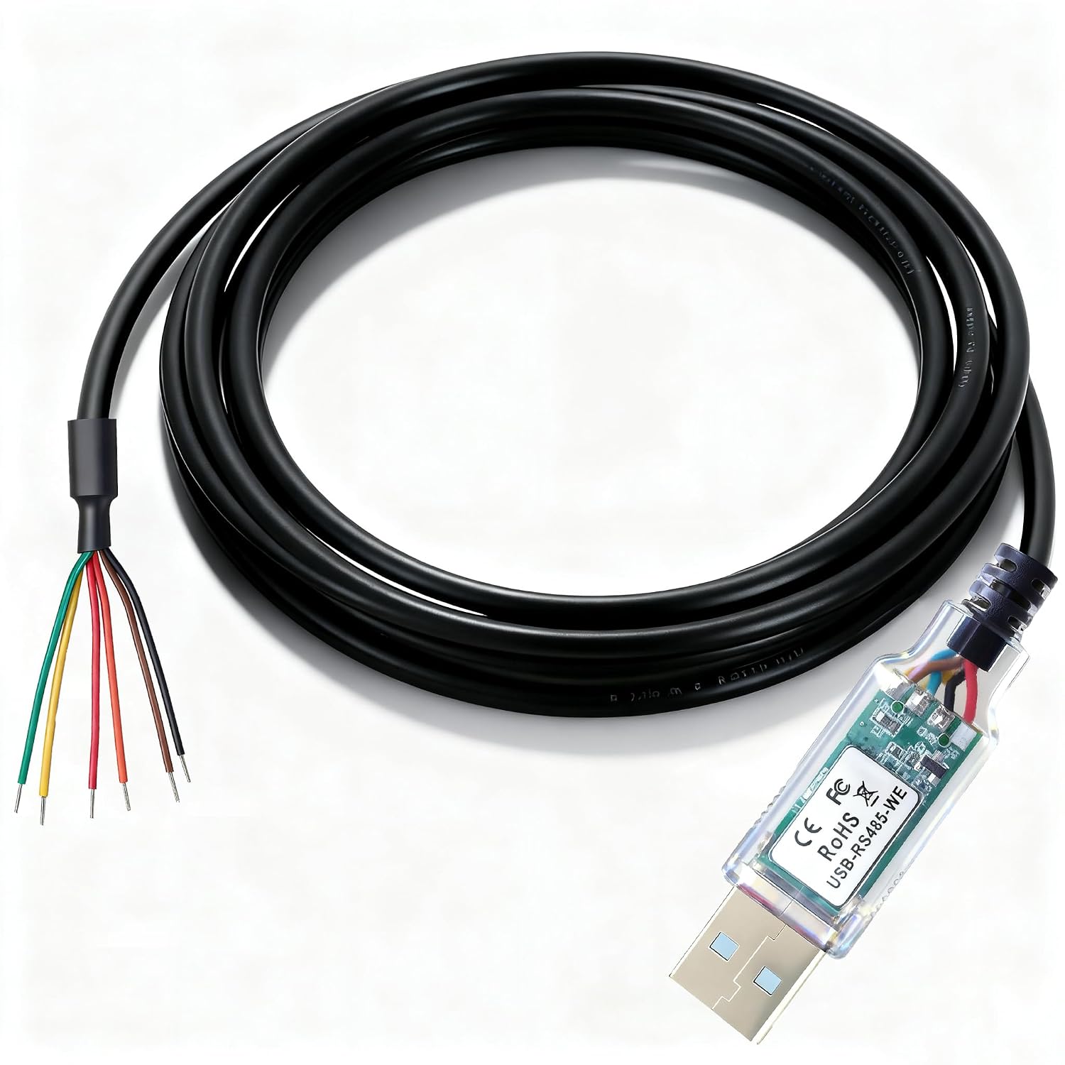 USB to RS485-WE Serial Cable, RS485-WE-1800-BT UART Serial Converter Cable,USB-RS485-WE Wire End,FT232 Chipset, 6 Way,1.8m/6ft