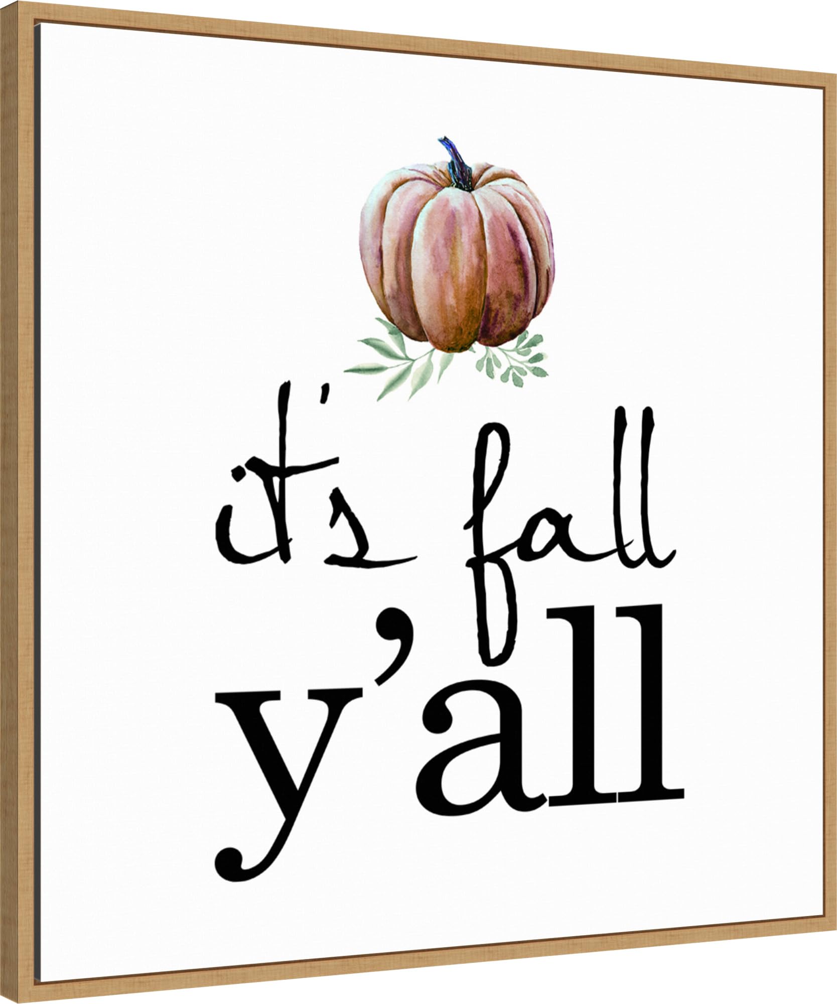 Amanti Art Framed Canvas Wall Art 30x30 Its Fall YAll Pumpkin Portfolio, Framed Wall Art Canvas, Holidays Artwork, Modern Decor, Large Poster Painting for Living Room, Bedroom,