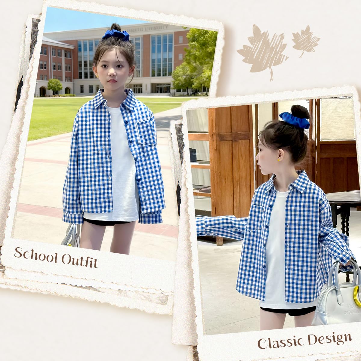 Rolanko Camisa de Cuadros para Niñas Niños Manga Larga Algodón Chaqueta con Botones Informales Ligera Blusas