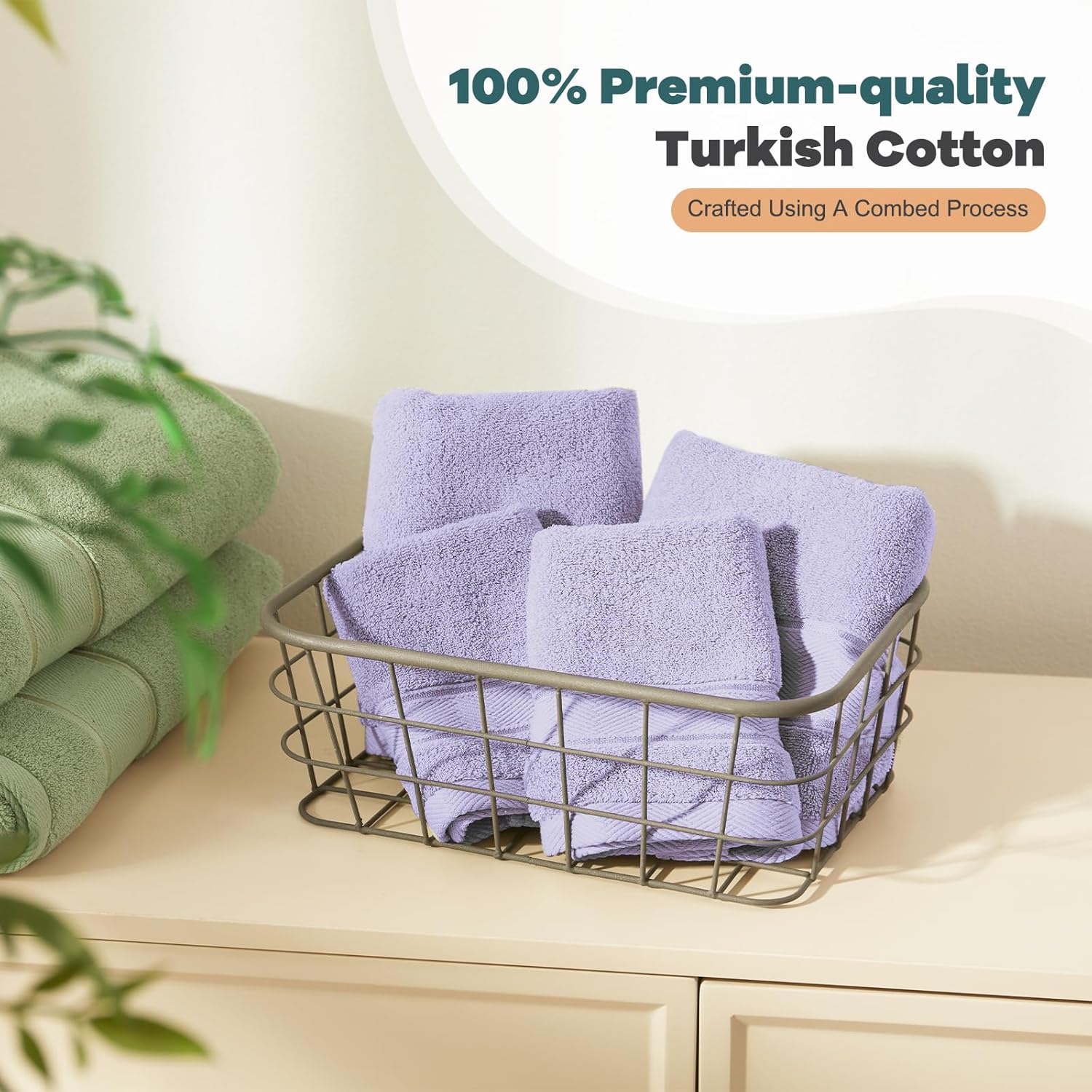 Marvione Bath Towels Set 6 Piece, 100% Turkish Cotton Highly Absorbent and Soft Towels for Bathroom 2 Bath Towels 2 Hand Towels 2 Washcloths, Lavender - Image 6