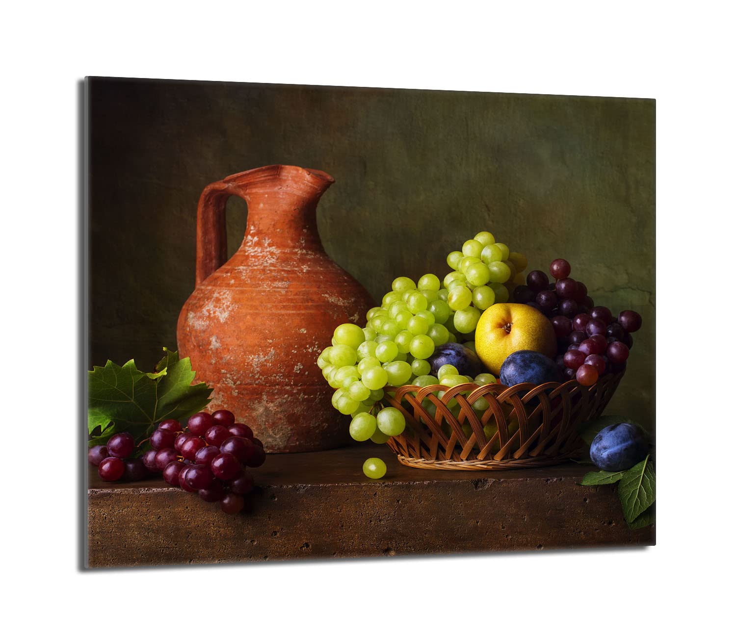 DarHaus Plaque De Protection En Verre Trempé Pour Plaque De Cuisson - 2x30x52cm, Motif Gerberas Bois - Multifonction : Planche à Découper, Plateau De Service - 12