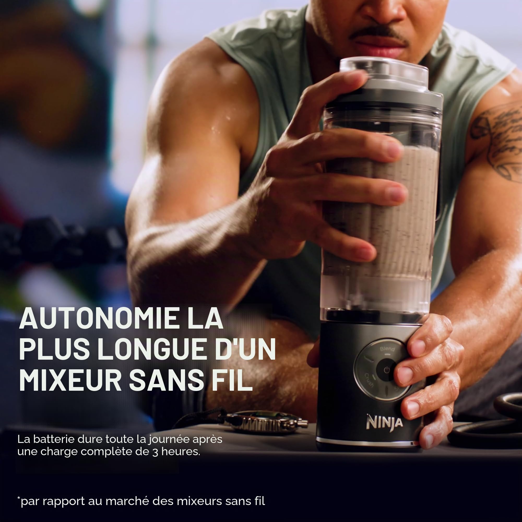 Ninja Blast Max Mixeur Portable + Twist & Go Mixer Personal Mixer Ninja Blender Smoothie Blend Ice Crush 3 Programmes sans Fil Amovible Récipient de 650 ml Passe au Lave-vaisselle