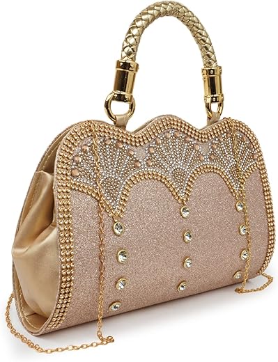 NORVE PU Elegant Designer Wedding Party Classy Trendy Gold Chain Strap Crossbody Clutch For Women