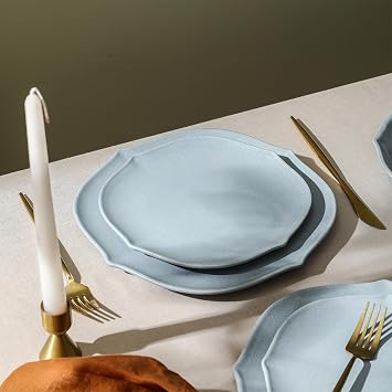 Stone Lain Baskerville 12-Piece Dinnerware Set Stoneware, Light Blue