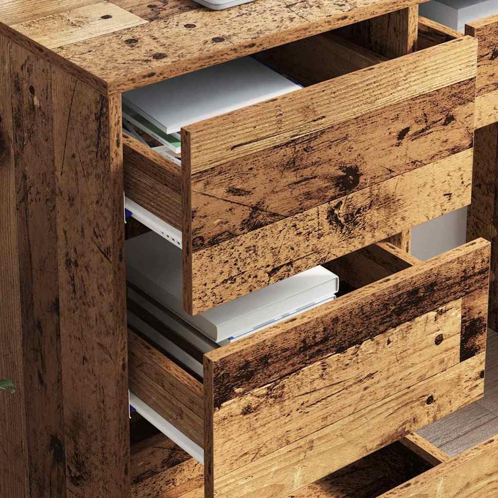 Scrivania in legno anticato, 90 x 37,5 x 75 cm, con cassetti, moderna scrivania da ufficio per casa, studio, PC, postazione di lavoro e tavolo da gioco