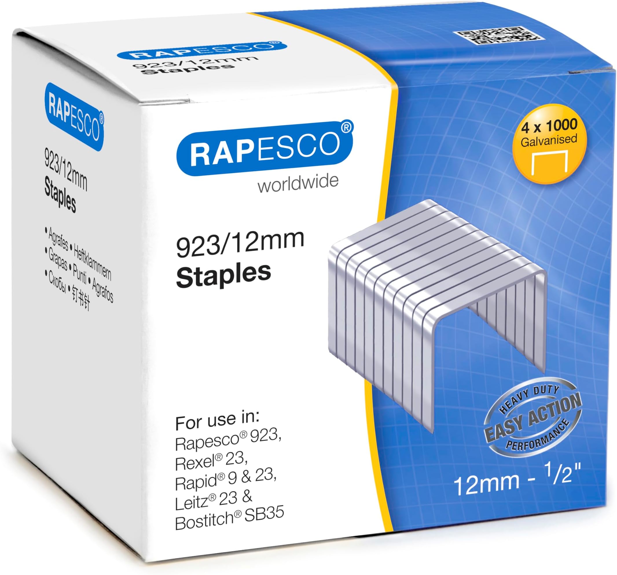 Staples, 923 12 mm Galvanized [Box of 4,000]