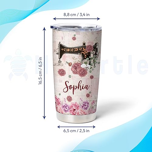 Miniatura 3 de Hyturtle Regalos personalizados para los amantes de la costura, datos nutricionales del mecánico de costura, vaso de acero inoxidable personalizado