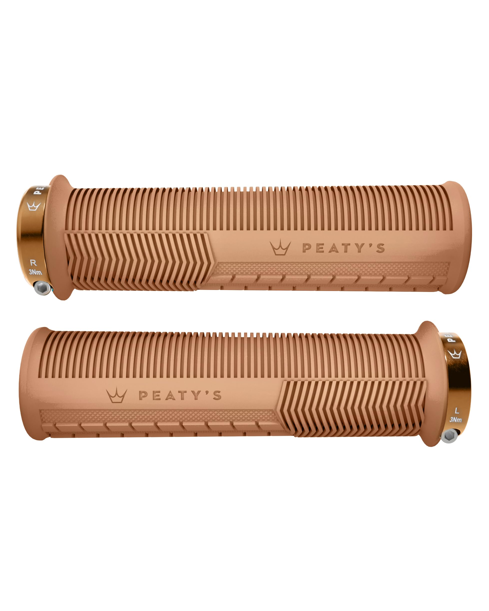 Peaty's Monarch Grips - Gum/Mushroom/Thick - Trail Comfort, Durable, Ergonomic Finger Bars, Support Thumb Pad, All Day Riding, All Weather & Terrain, MTB Enduro Downhill Ebike Mountain Bike