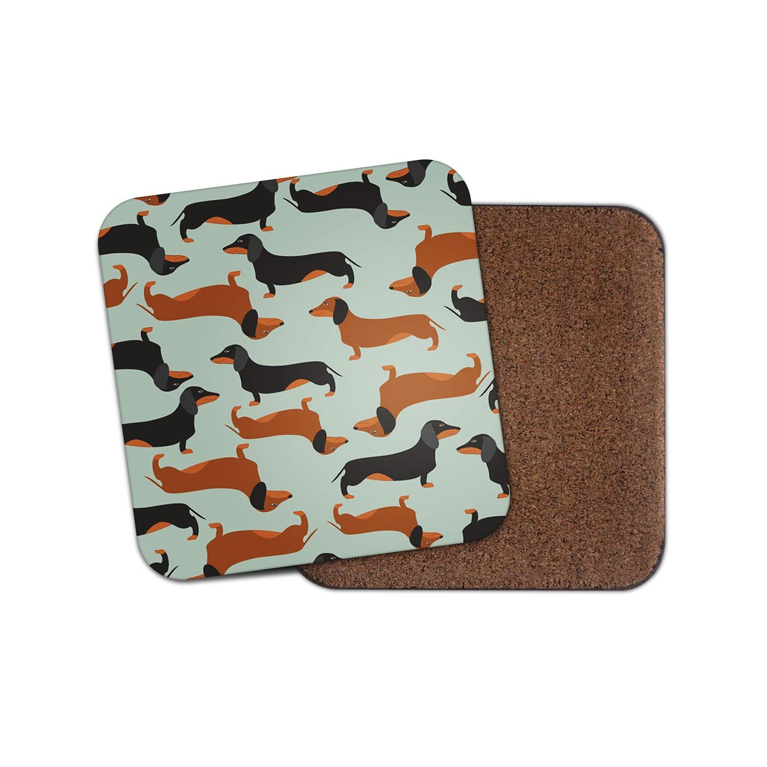 Destinationvinyl Multicolor 1 X Cute Dachshund Coaster - Sausage Dog Puppy Hound Pet Kids Fun #14369
