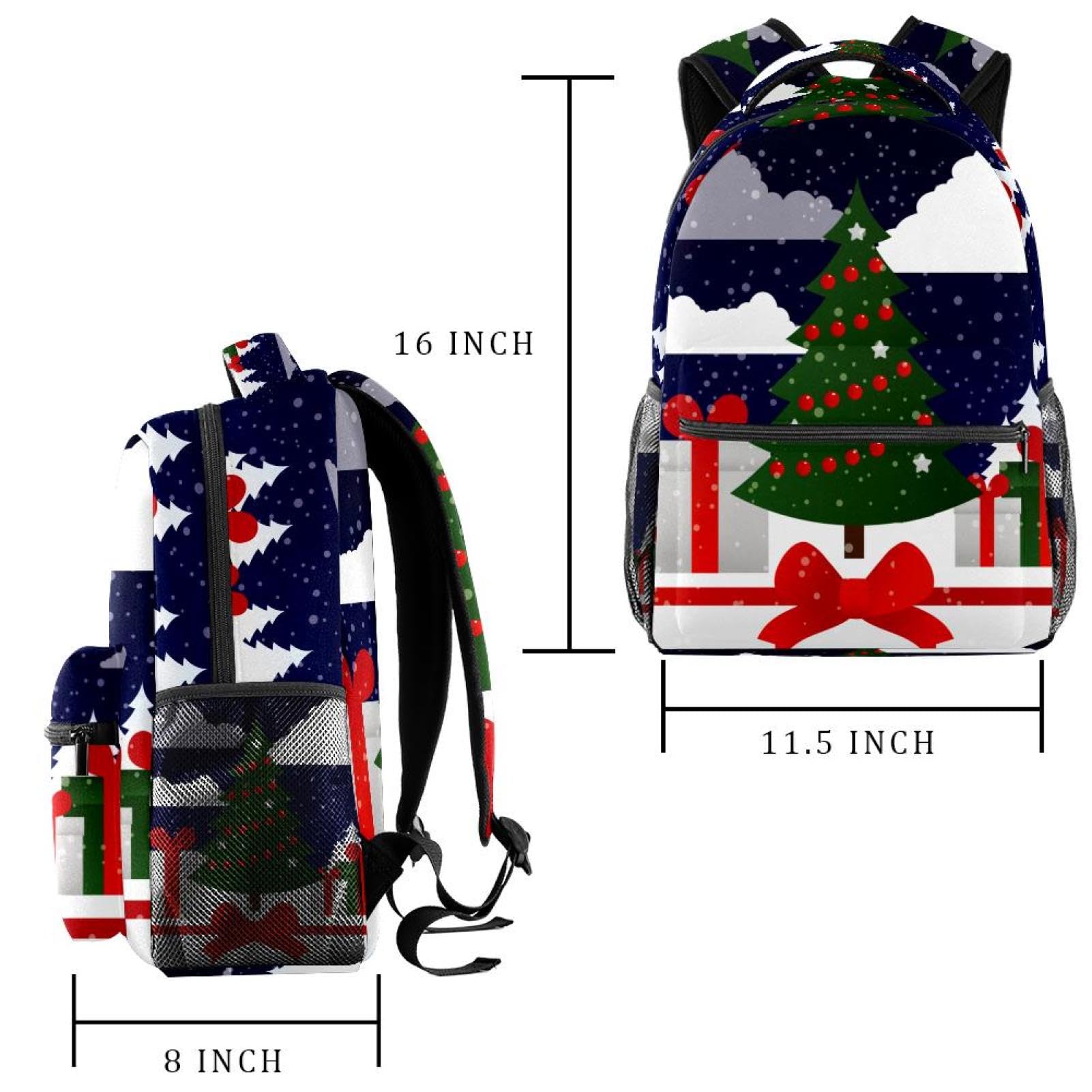 Zaino per la scuola, grande capacità, per vacanze, notte, albero di Natale, viaggio, per computer portatile, impermeabile, per adolescenti, ragazze, ragazzi, adatto per notebook da 15,6