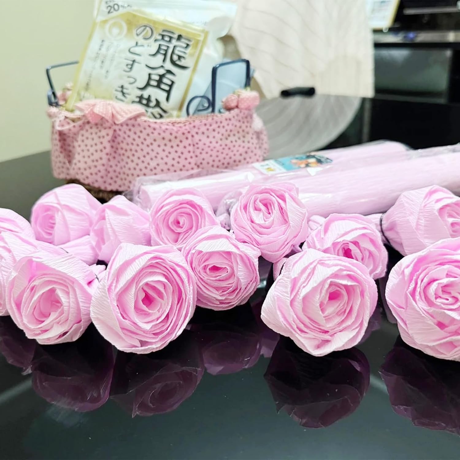 humyeam Pink Crepe Paper Roll 8.2ft Long 9.84In Wide for Wedding Ceremony Various Large Festivals Decoration