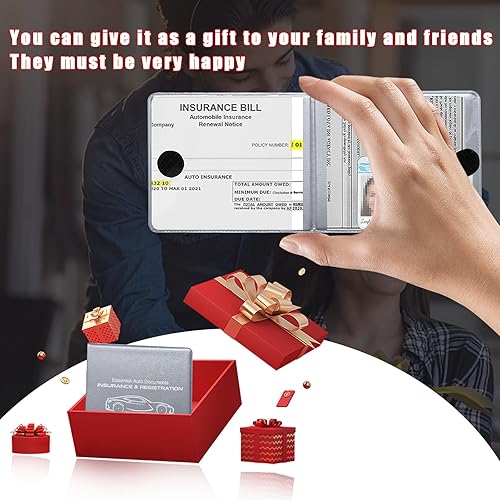 Miniatura 5 de Ziciner Soporte para seguro de registro de automóvil, paquete de 2 organizadores esenciales para documentos de tarjetas de automóvil con cierre de