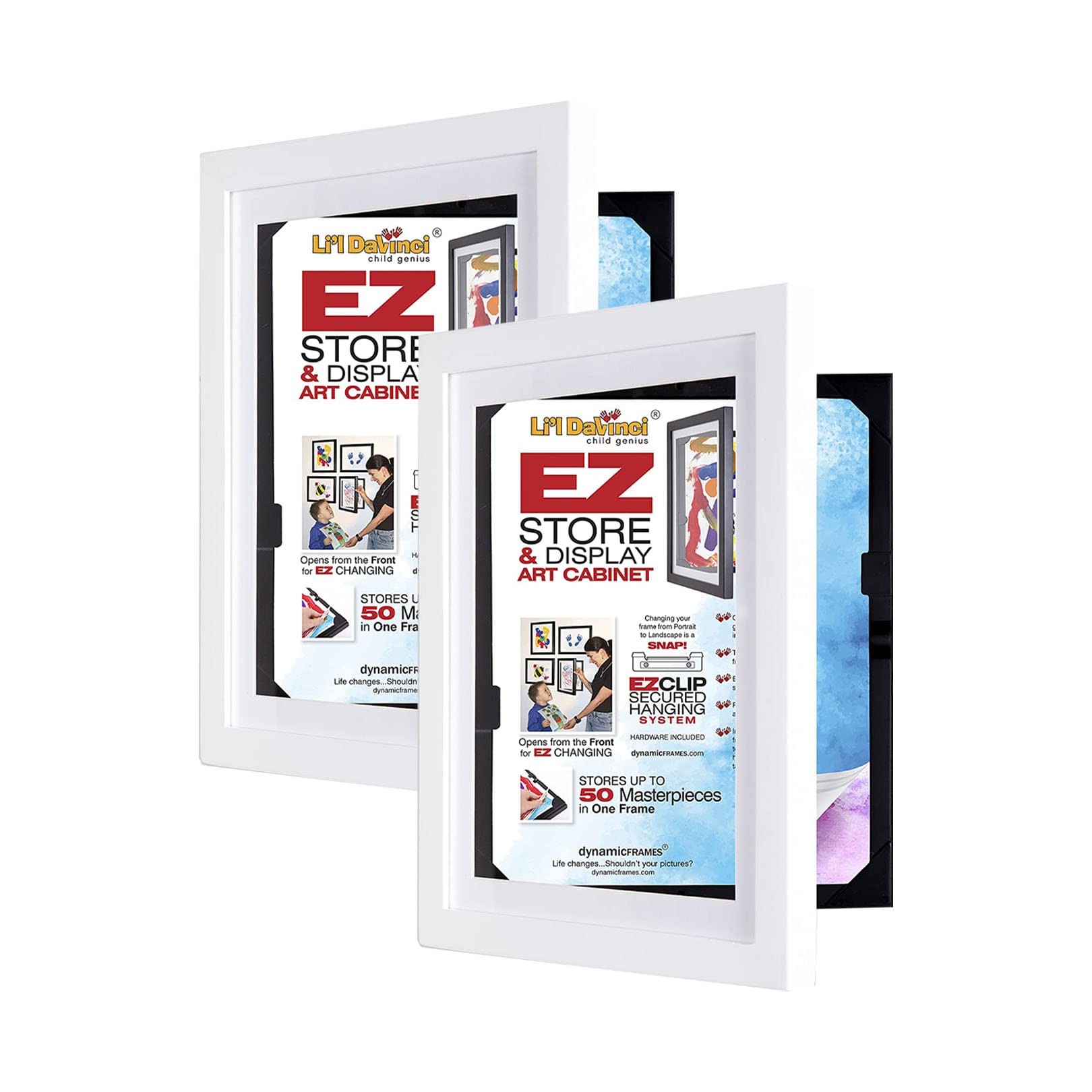 Cadre d'art à ouverture frontale interchangeable pour stocker les dessins d'enfants en lot de 2