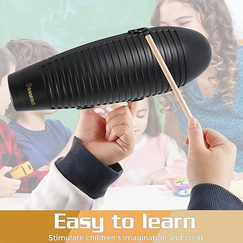 Miniatura 6 de Instrumento Guiro, Super Guiro de 3.9 x 13 pulgadas, instrumento de percusión latina en forma de pez con 2 raspadores herramienta de entrenamiento