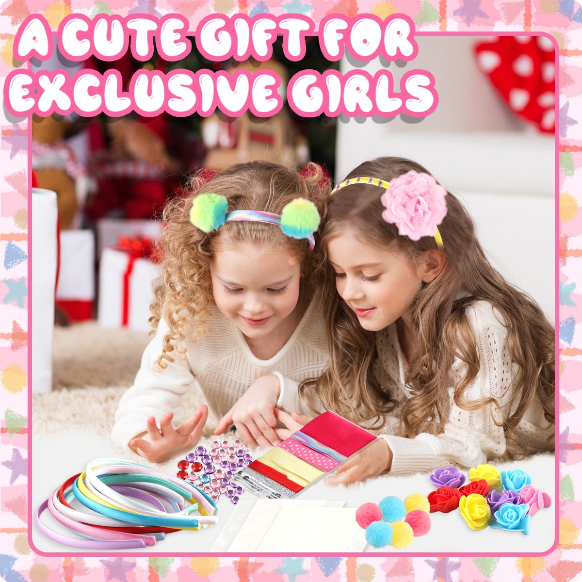 Kit DIY Para Hacer Diademas De Niñas - 124 Accesorios, 8 Diademas, Para Edades 3 A 10 Años