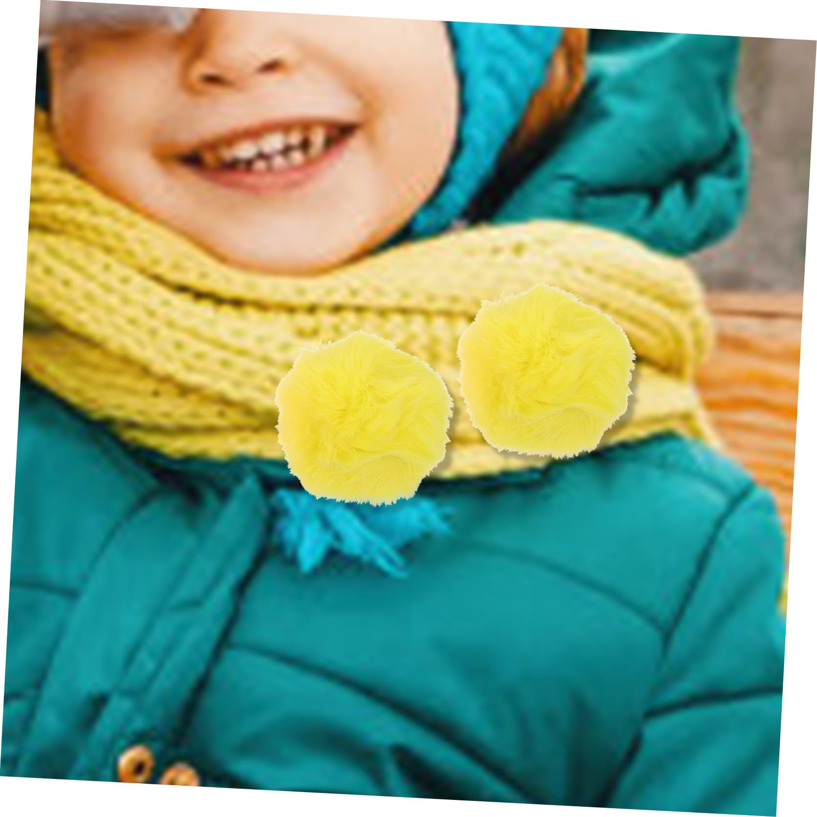 ULDIGI 50pièces Boules Peluche Colorées Imitation Poils De Lapin Accessoires Pour Chapeaux Et Vêtements Jaune