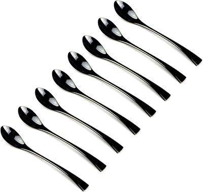 BRIIEC Mixing Spoon Ice Cream Spoon Long Spoon Iced Tea Spoon Coffee Spoon Dessert Spoon Milkshake Spoon, Set of 8