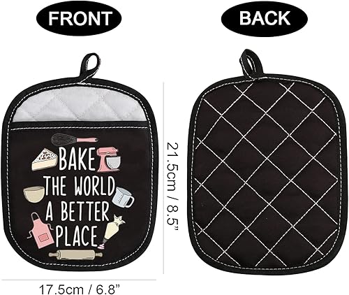 Miniatura 2 de ZJXHPO Almohadillas de horno de regalo para hornear, soporte para ollas Bake The World A Better Place, regalo de cocina (mejor lugar)
