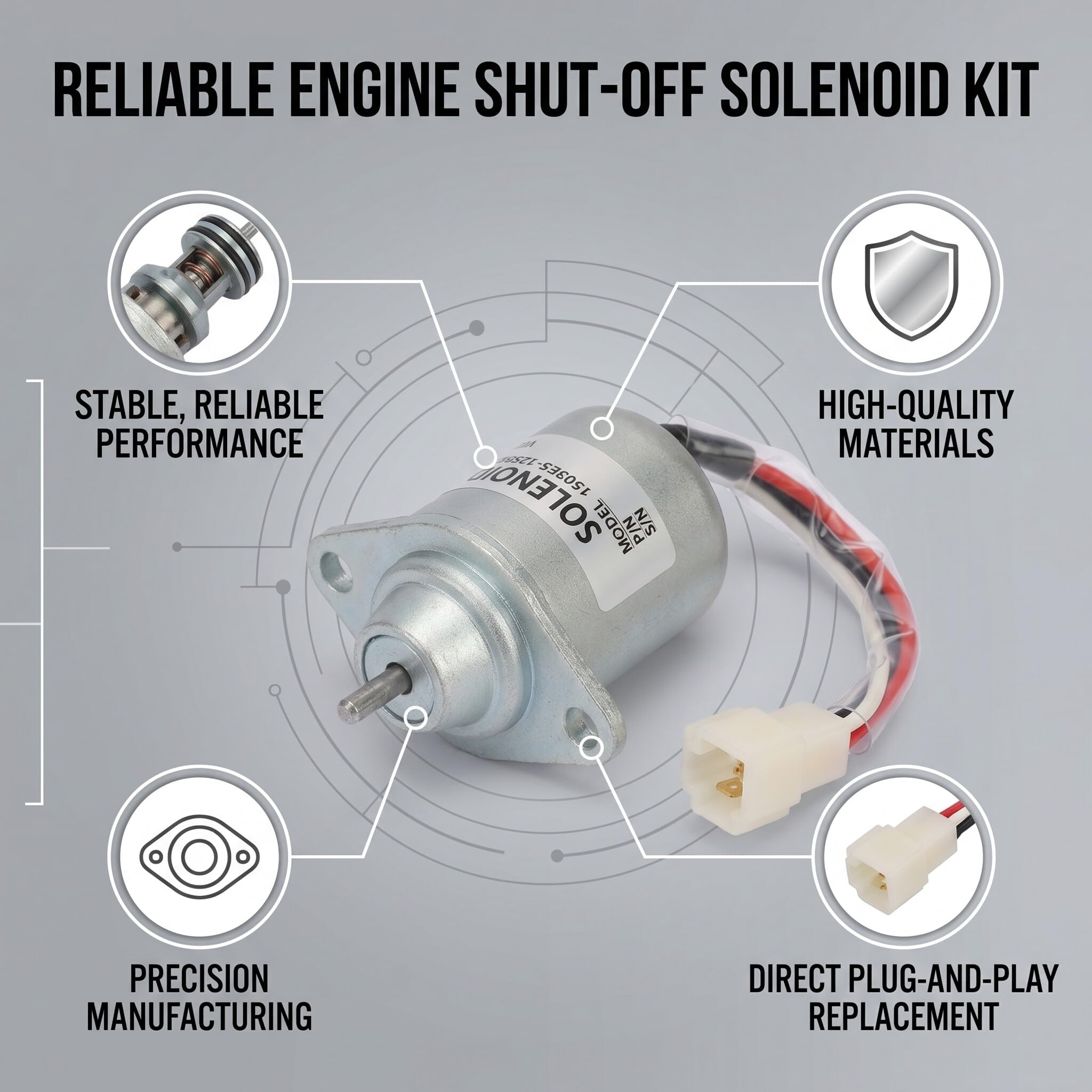 Électrovanne d'arrêt moteur à carburant 12 V pour arrêt moteur – 1503ES-12S5SUC5S