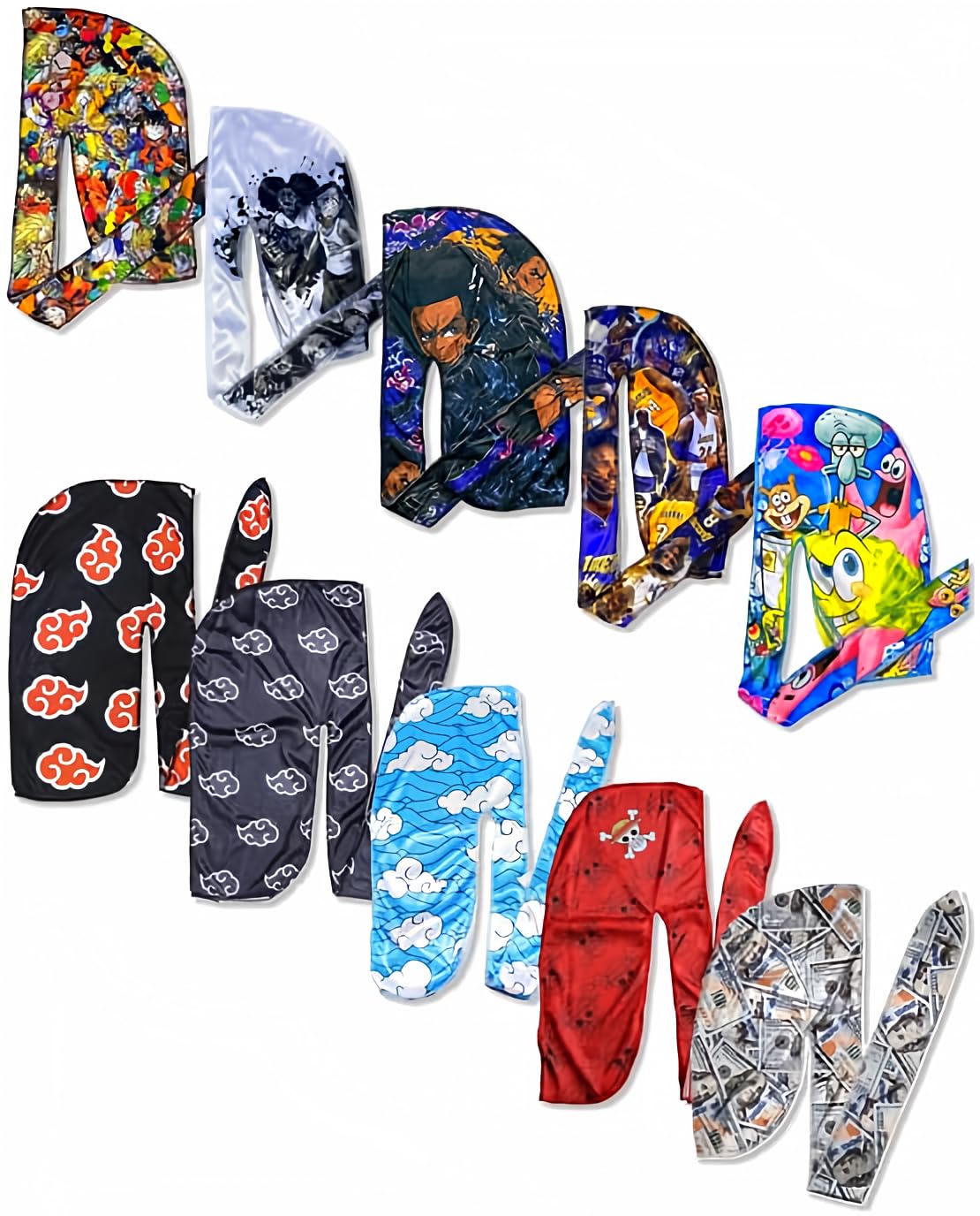 Silky Deluxe Anime Durag with Long Wide Tails - Satin Smooth Du Rag Fabric for Comfort Compression