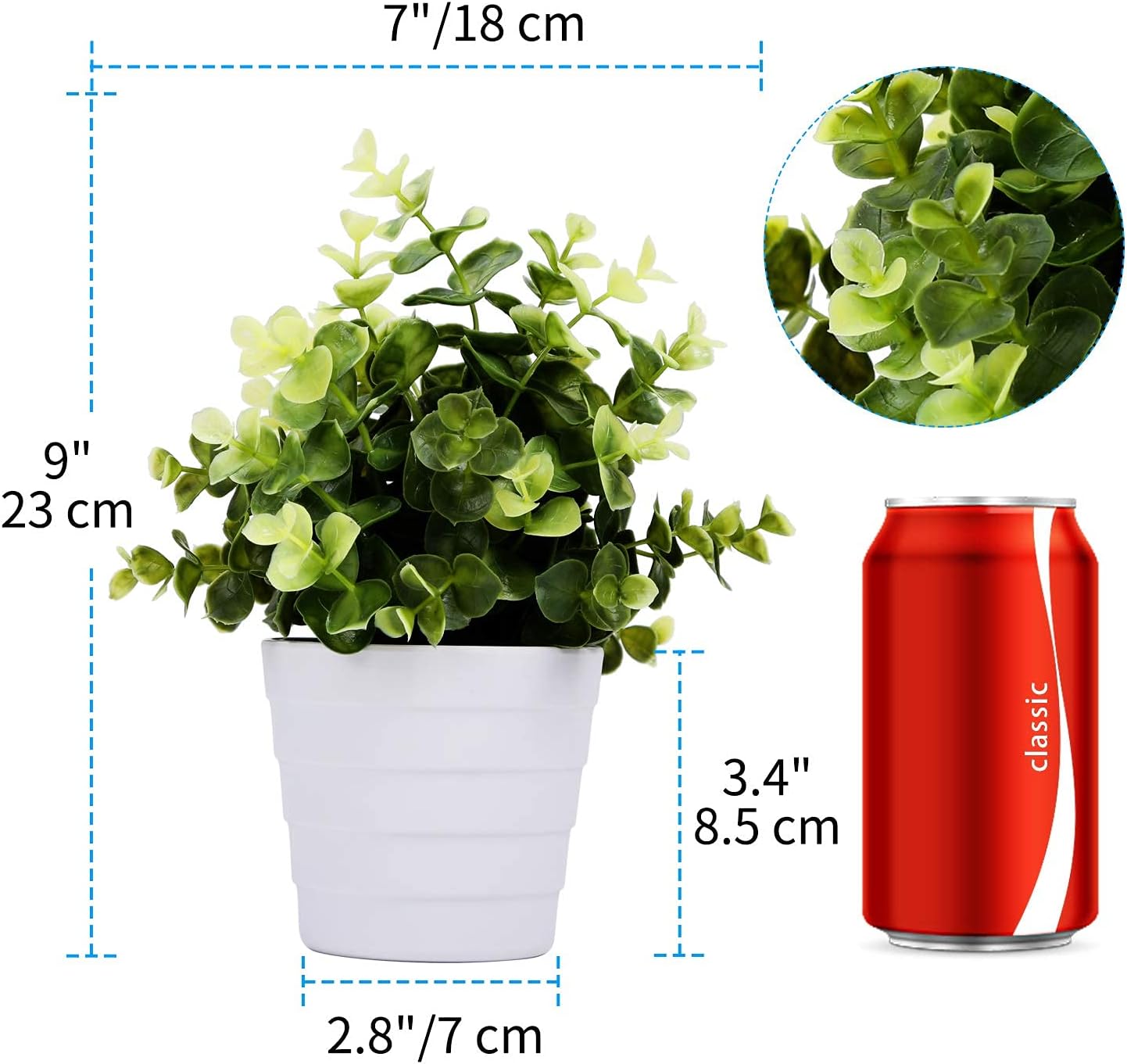 Small Fake Plant Potted - Faux Plant Indoor Plant Artificial Potted Plant Decor for Home and Office (Eucalyptus Green) - Image 5