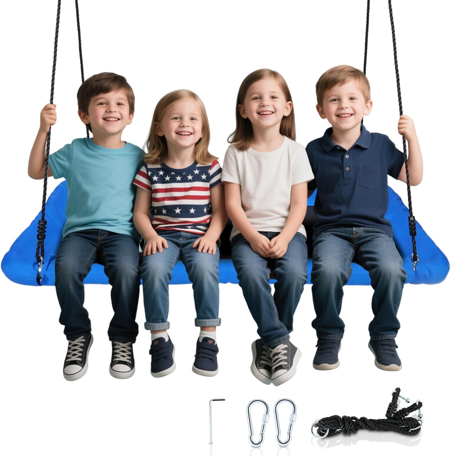 Rectangular Giant 60" Platform Tree Swing for Kids and Adults,800lbs Heavy Duty Large Tree Swing with Durable Steel Frame
