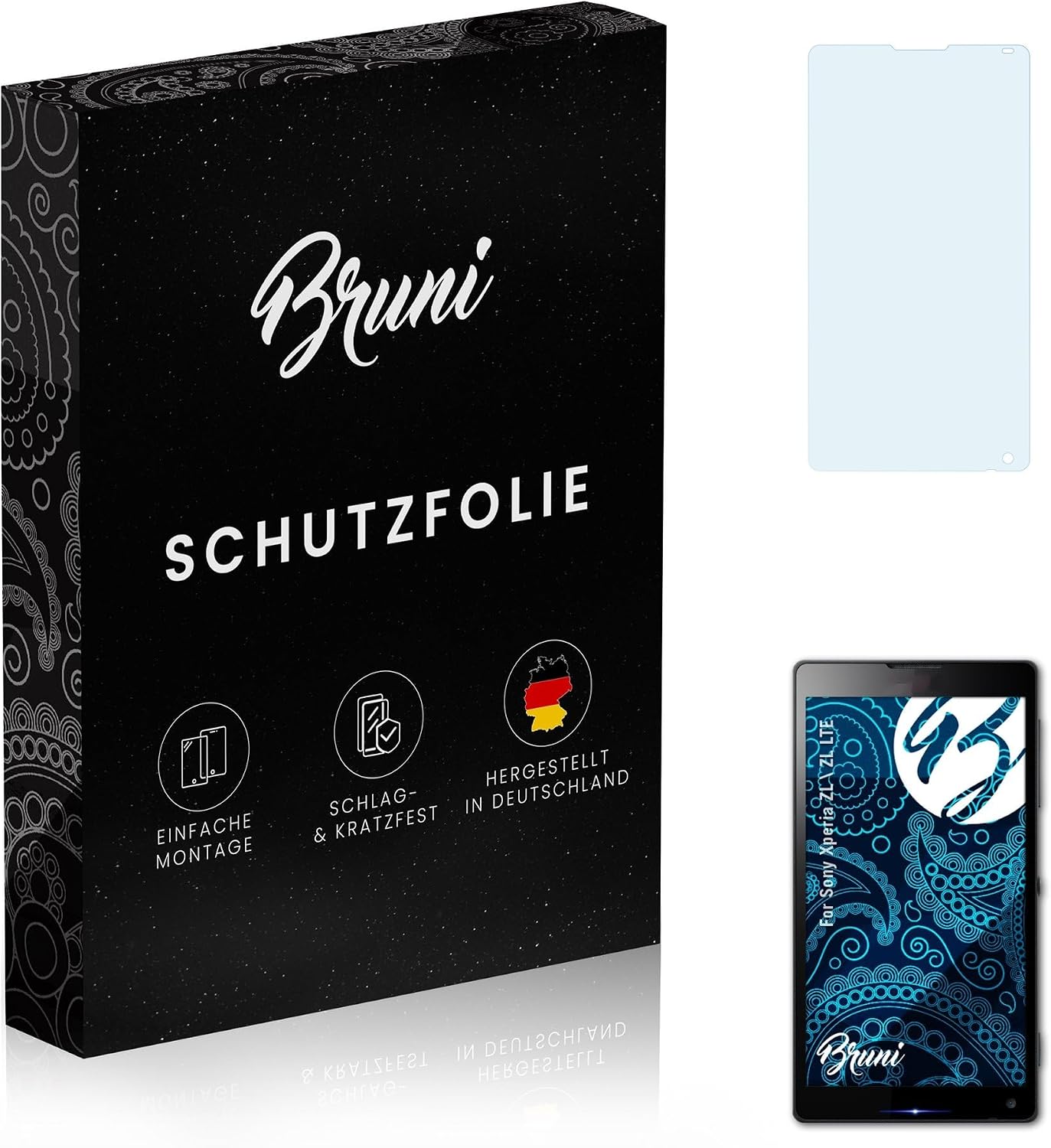 Bruni Screen Protector compatible with Sony Xperia ZL ZL LTE Protector Film, crystal clear Protective Film (2X)
