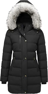 Ampake Women's Winter Warm Puffer Coat Parka Jacket with Faux Fur Removable Hood Price In India