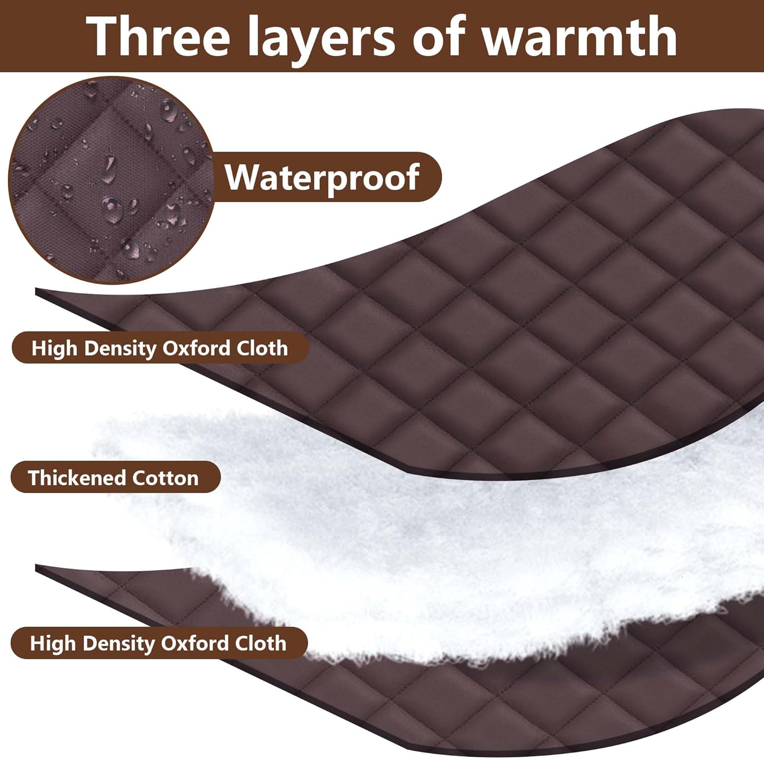 3 Layer 63 x 47 Inch Winter Insulated Window Cover,Oxford Thermal Insulated Window Blanket with Fastener,Brownish Red Window Insulation Kit for Winter Keeping Warm