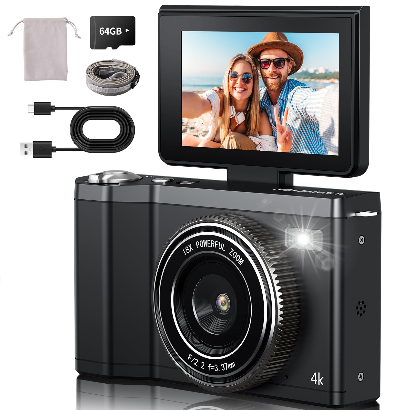 Amazon.com : 4K Digital Camera for Photography 64GB Sd Card 64MP