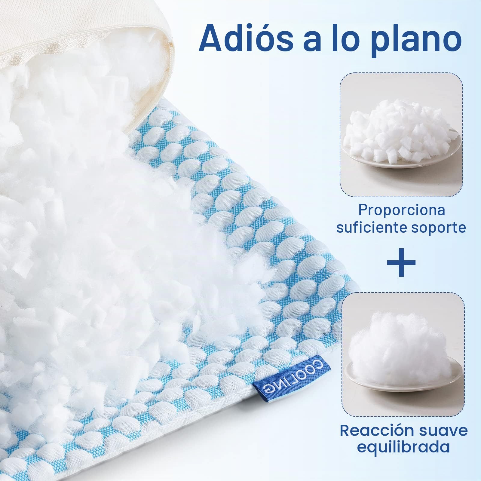 EASELAND Almohadas refrescantes para Dormir, Apoyo Firme del Relleno de Espuma viscoelástica triturada (Loft Ajustable), Almohada de rayón de bambú hipoalergénica y Transpirable, tamaño estándar