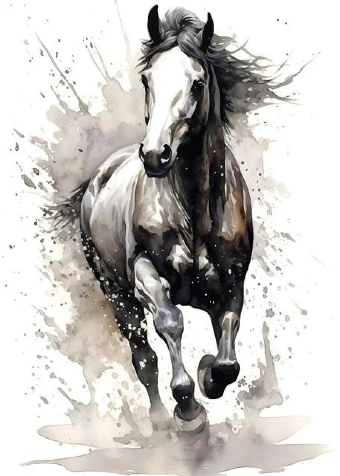 SHINERING Abstract Watercolor Horse Animal Canvas Painting Posters Print Wall Art Picture Living Room Decor A15 21X30Cm Unframed