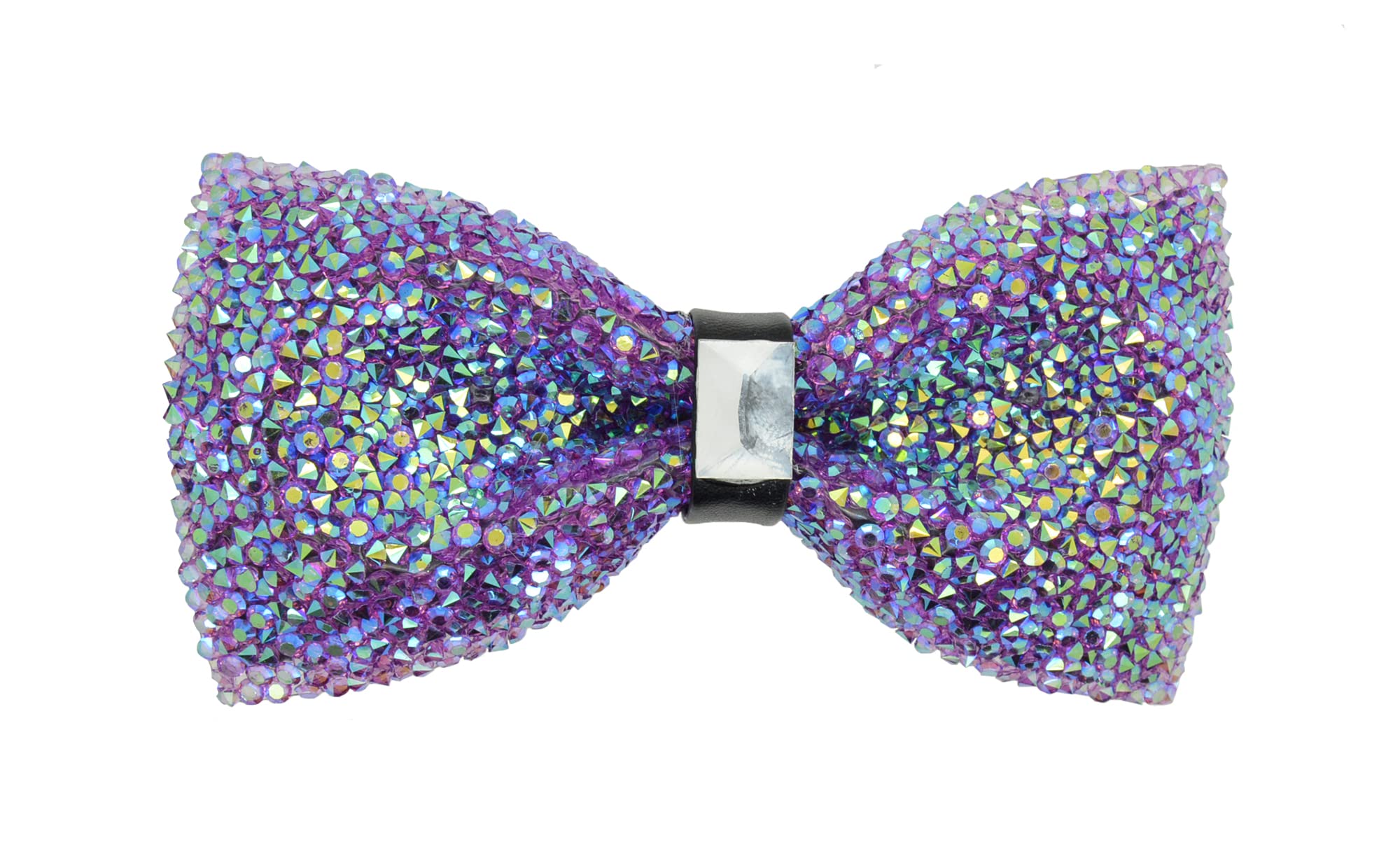 Crystal Glitter Bow tie Luxurious Wedding Party Rhinestone Adjustable Bowtie (Multi-Purple)