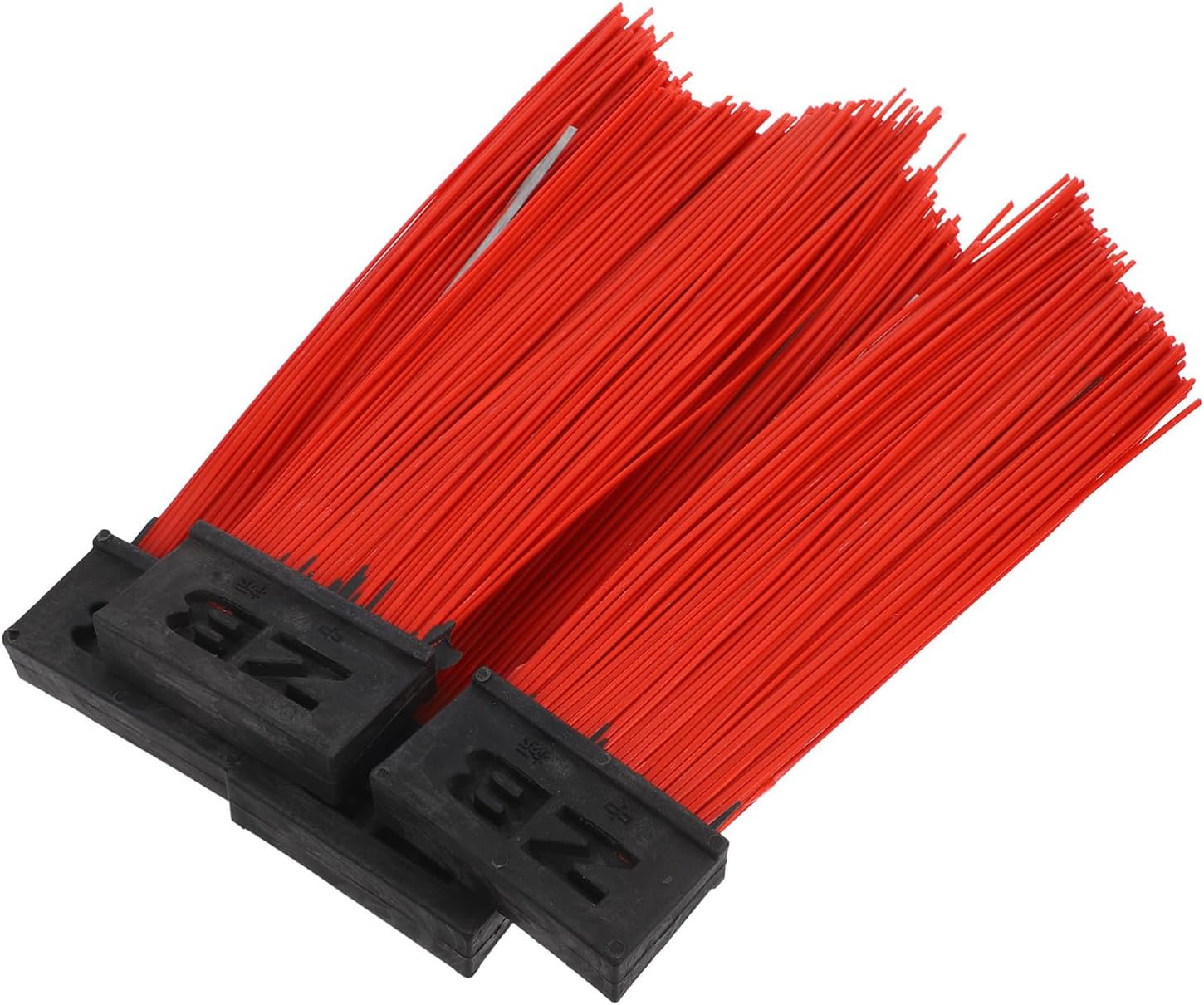 4pcs General City Sweeping Broom Heads with Red Pp and Steel Wire Bristles 90mm Width X 25mm Thickness X 360mm Length, Outdoor Maintenance Push Broom Replacement for Street