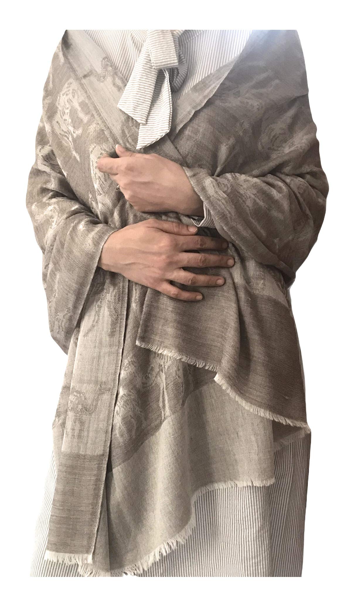 The Kashmir EmporiumA machine spun camel pattern weaved cashmere scarf/wrap/shawl, reversible two in one,eyelash fringe from kashmir.28"x80" 100% cashmere light weight men/women