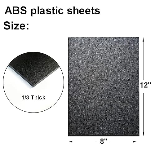 Miniatura 2 de Hoja de plástico ABS de 18 de pulgada de grosor, 12 x 16 pulgadas, color negro, hojas de plástico moldeables, protector de quilla, hoja de plástico