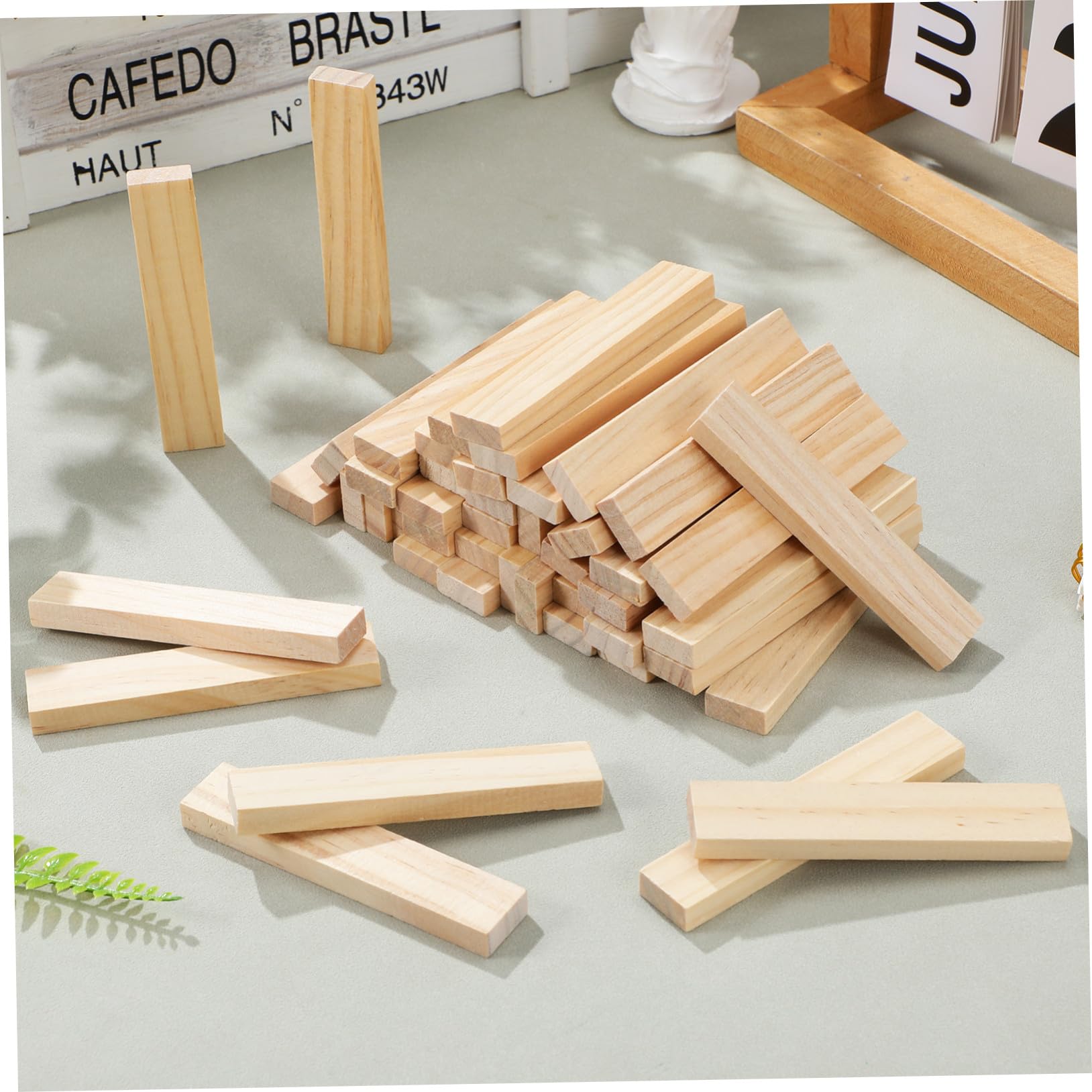 100 Stück Holzbausteine für Kleinkinder Stapelbares Bauspielzeug mit Minimalistischer Optik zum Kreativen Basteln und Spielen Unterwegs