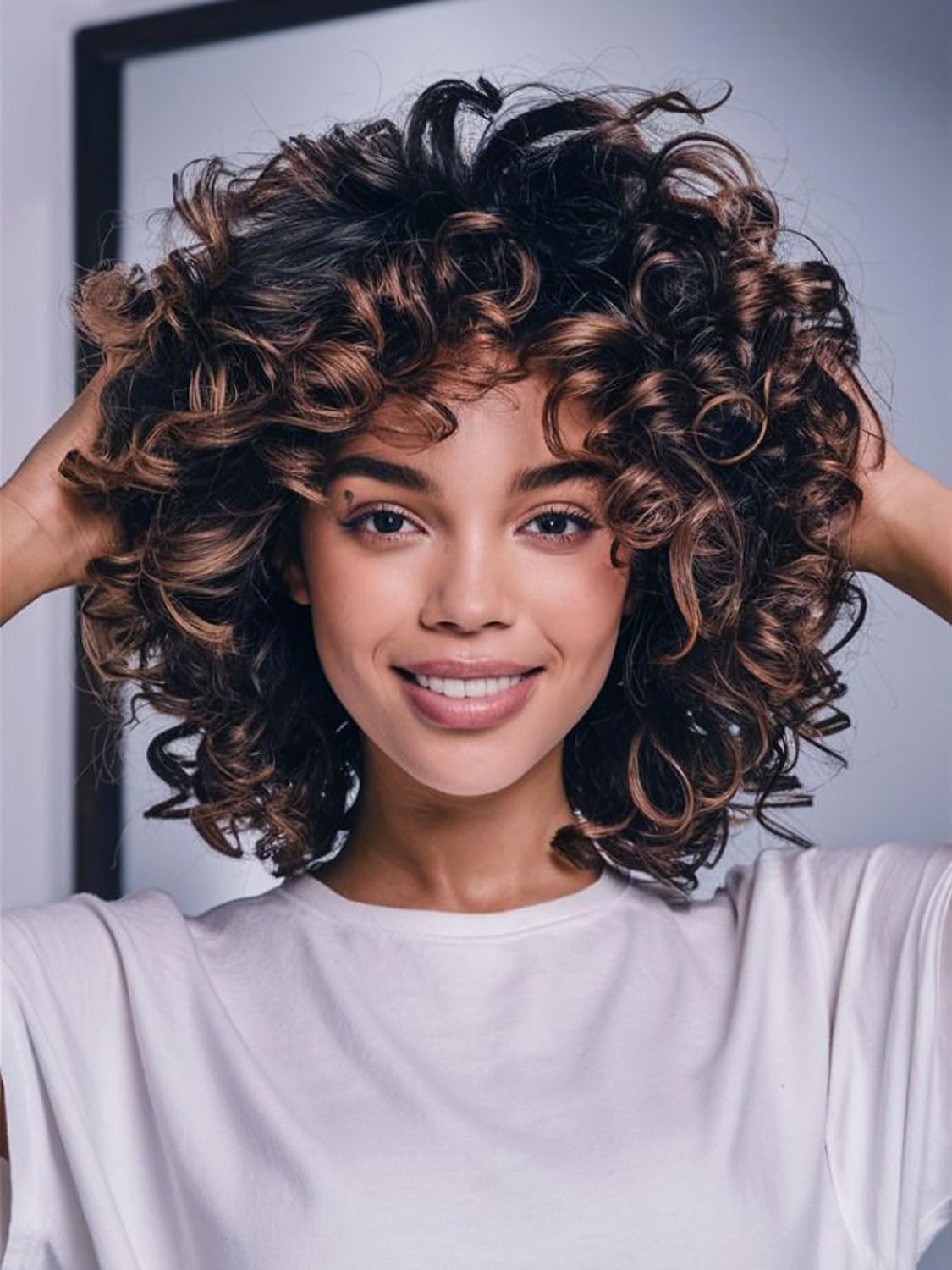 Ocean Wave Crochet Hair 8 Inch, 8 Packs Deep Wave Crochet Hair for Women, Short Curly Crochet Braids Pre Looped Beach Curl Hair Extensions (T1B/30#)