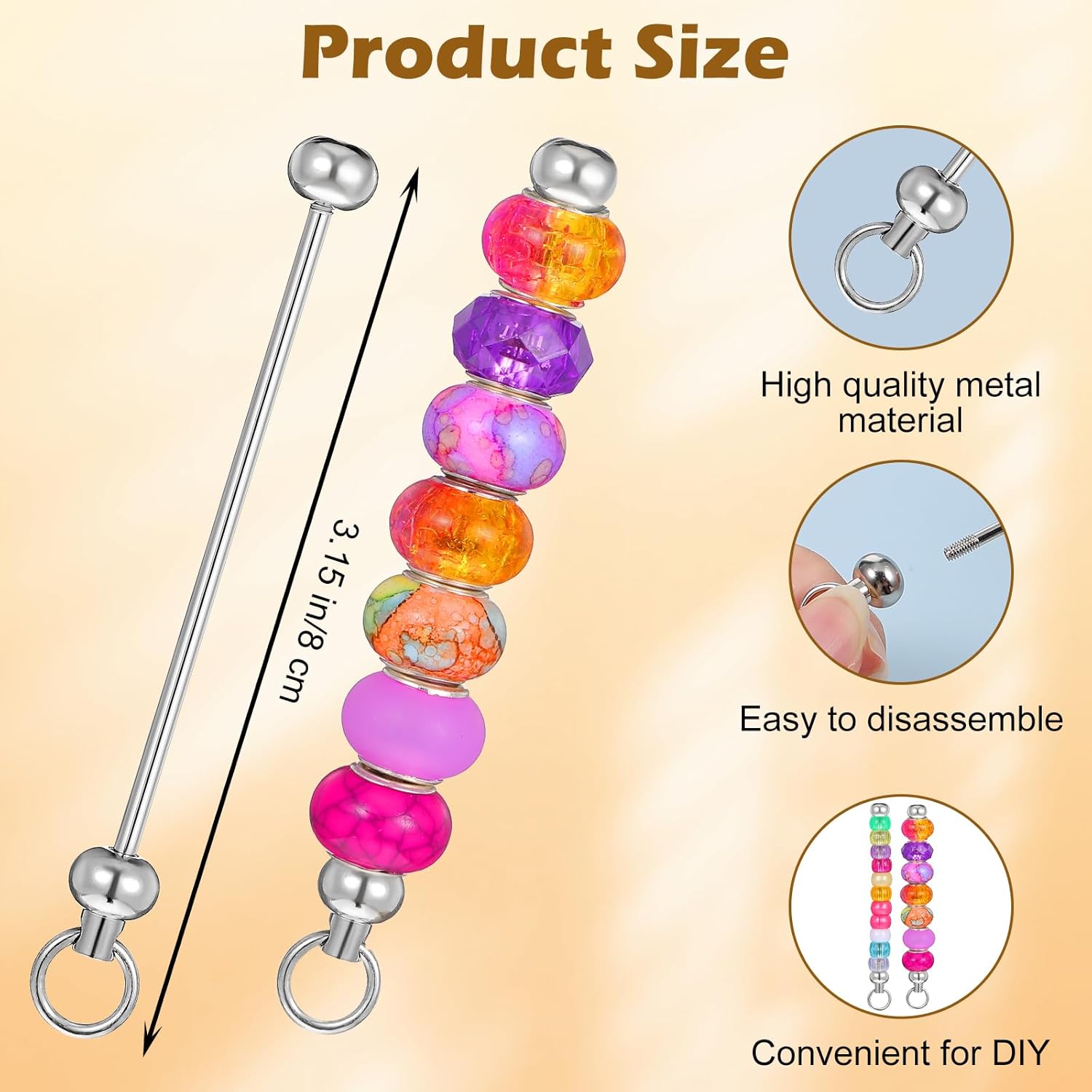 20 Pcs Beadable Keychain Bars Silver Sturdy Stainless Steel Blanks Keychain Making Supplies Kit Detachable Charms Making Accessories for DIY Craft Project Pendant Backpack Wallet Gift - Image 5